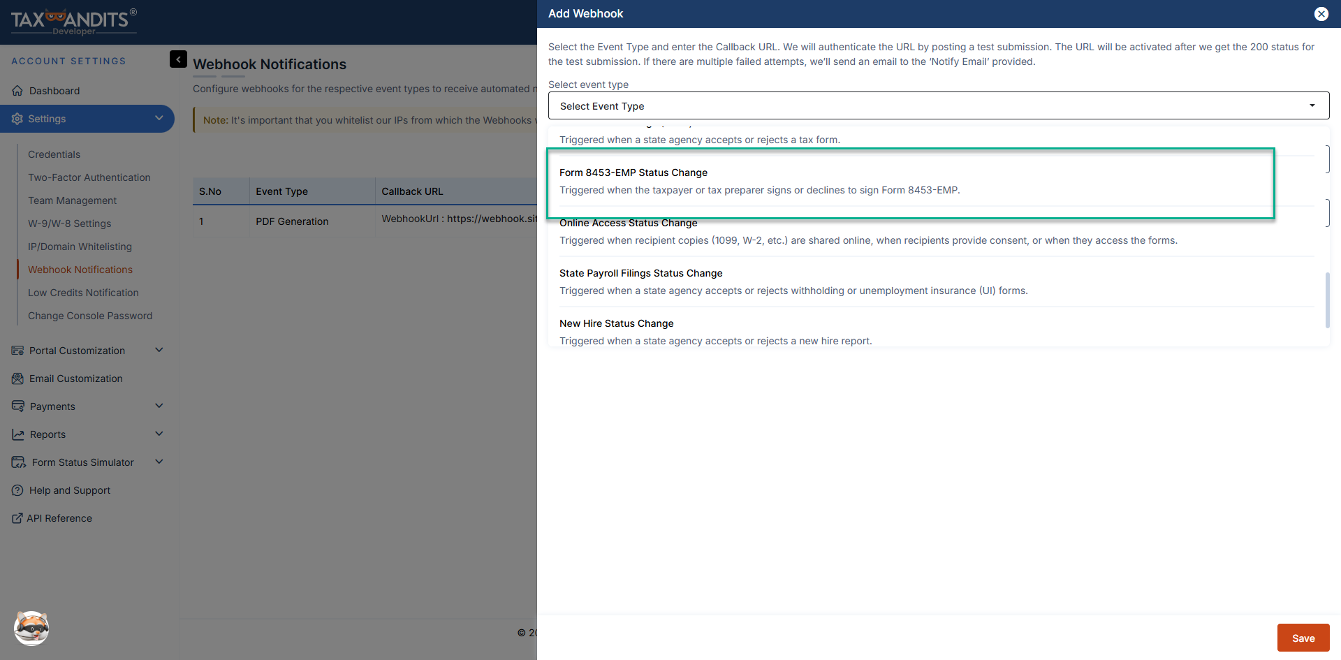 Form8453EmpStatusChange